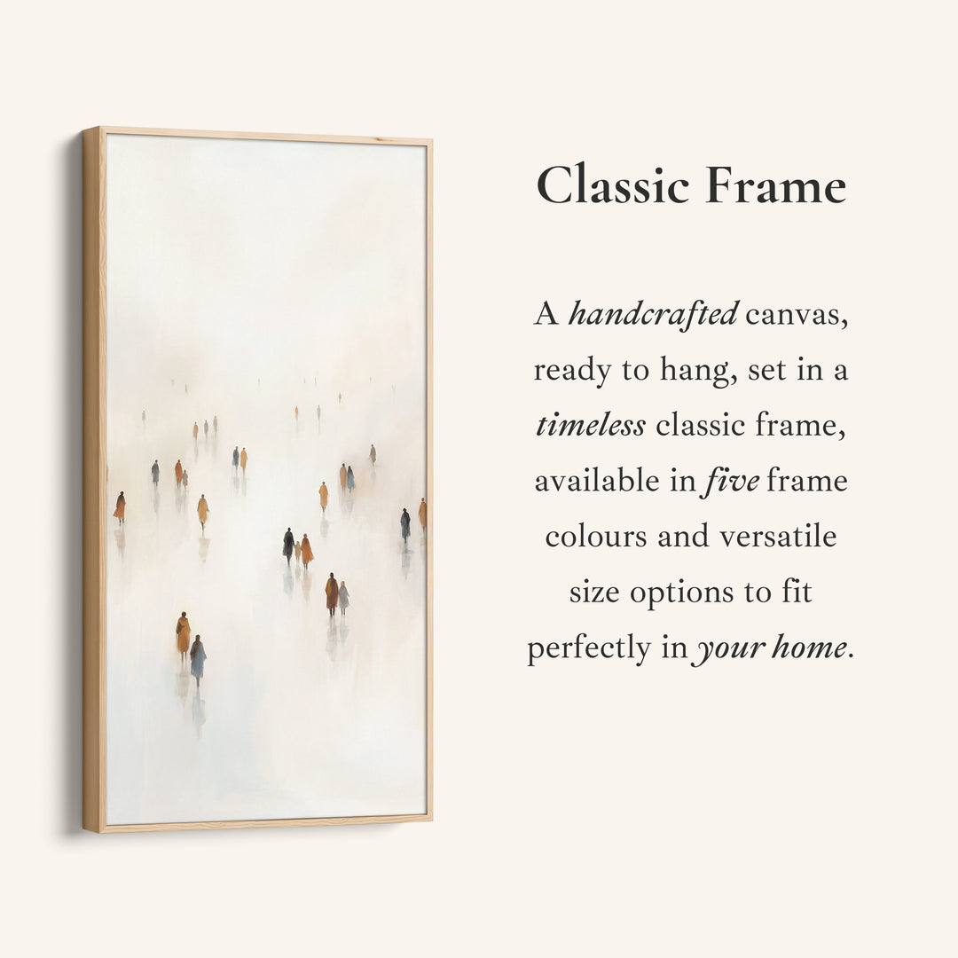 Tall Narrow Canvas For Office Figures Walking In Fog Vertical Canvas