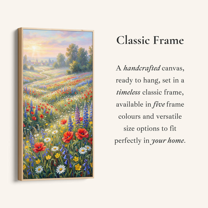 Narrow Wall Art Bright Wildflower Field Portrait Wall Art For Office