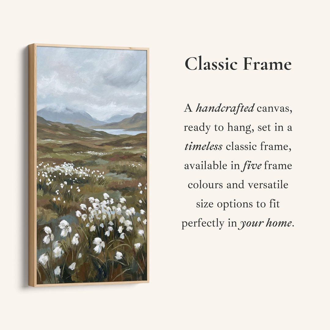 Tall Wall Art Moorland Cotton Grass Landscape Tall Canvas For Living Room