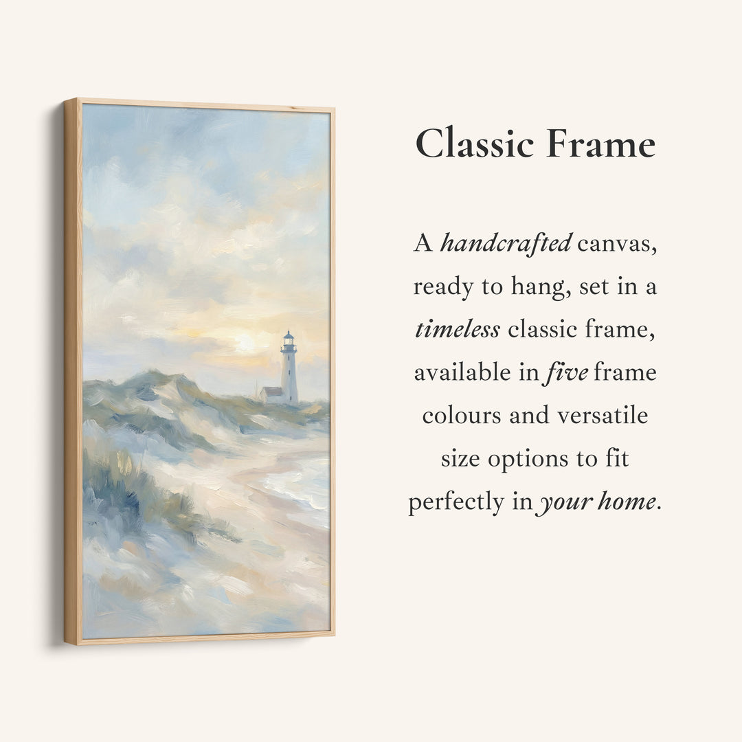 Lighthouse On Coastal Cliffs Portrait Wall Art Framed Canvas Print For Bedroom