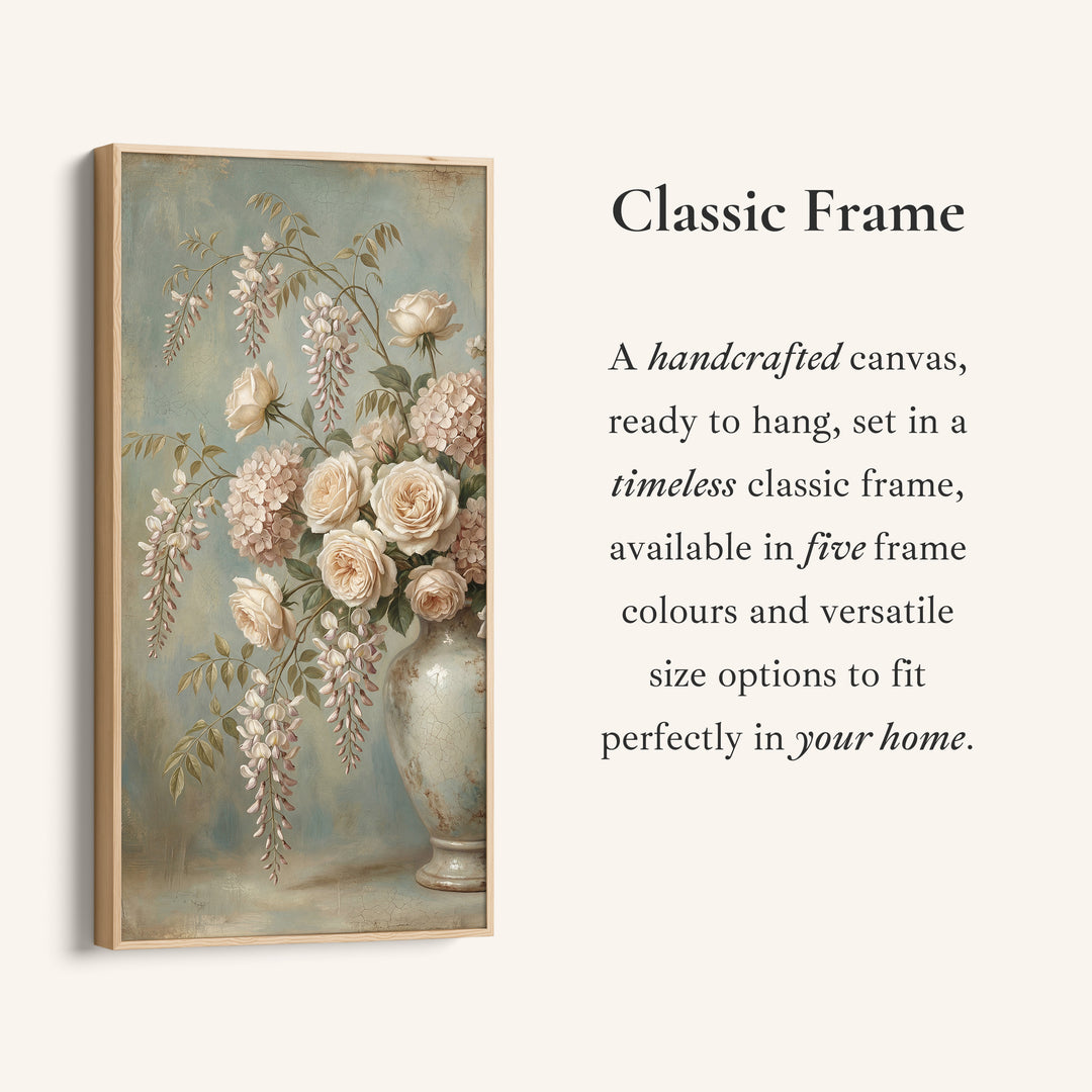 Large Vertical Wall Art For Kitchen Roses In Vase Still Life Vertical Canvas