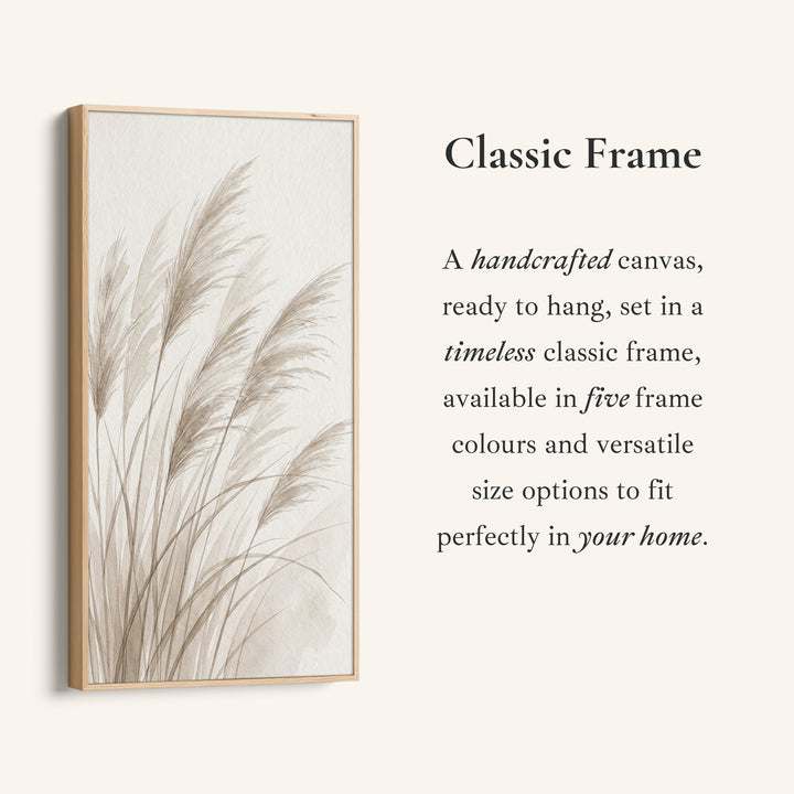 Narrow Wall Art For Kitchen Pampas Grass Stems Vertical Canvas