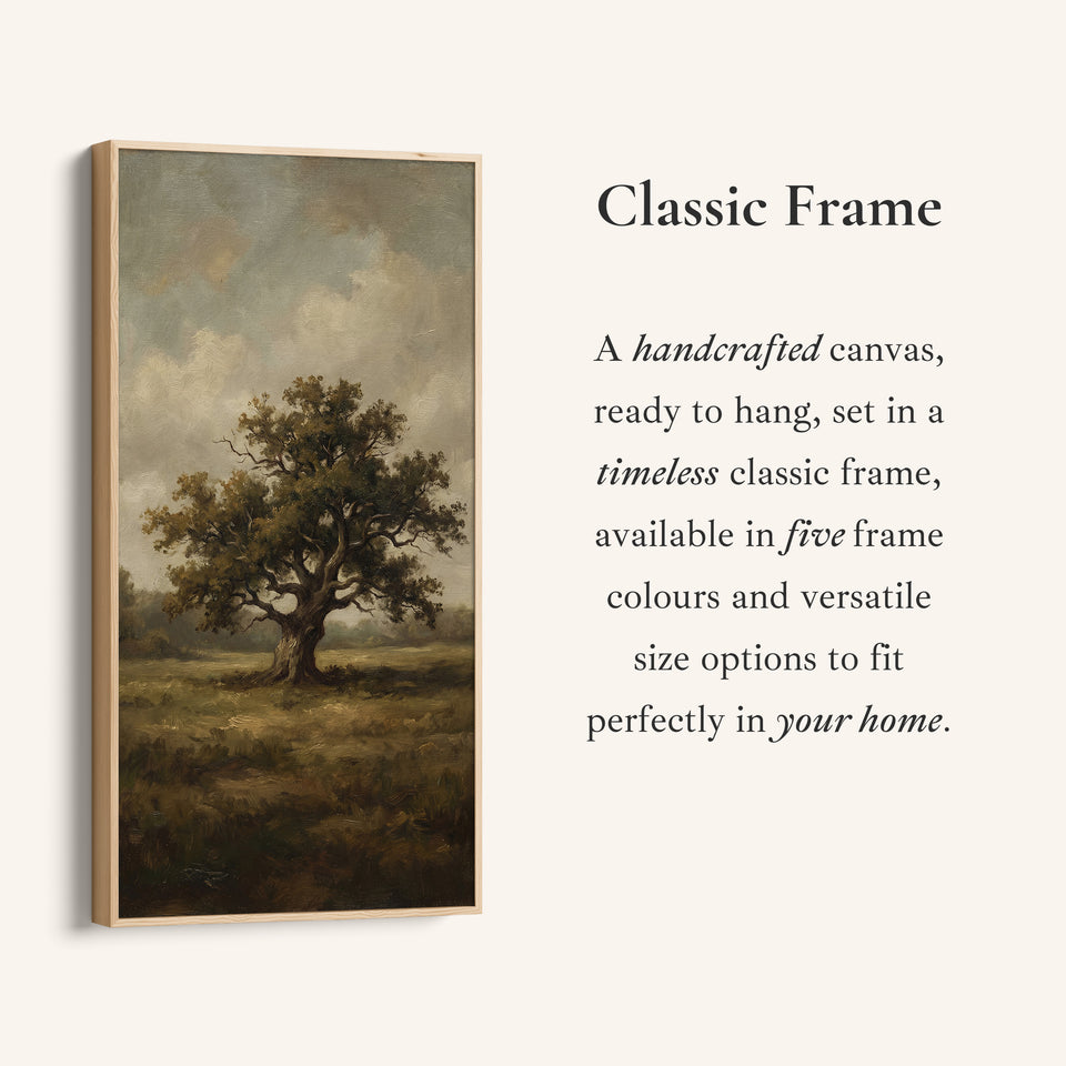 Lone Tree In Field Large Vertical Wall Art Framed Canvas Print For Bedroom