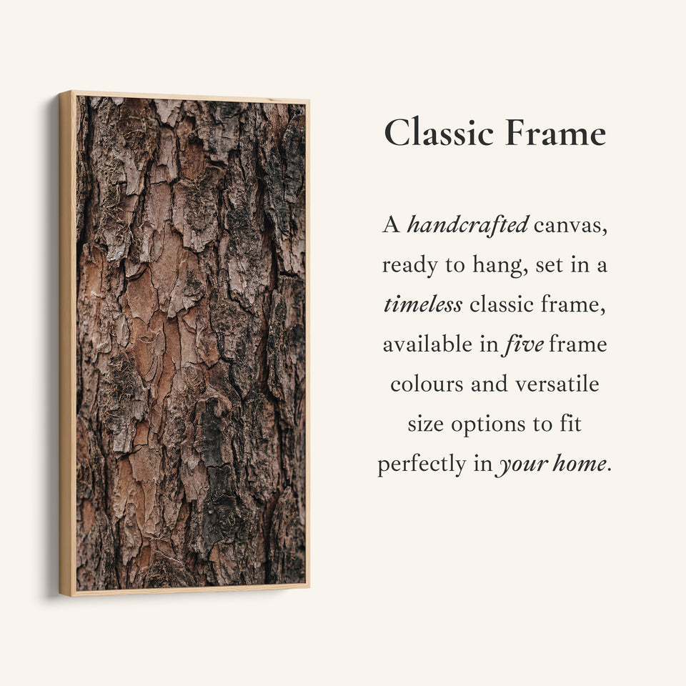 Vertical Wall Art Tree Bark Close Up Tall Canvas For Living Room