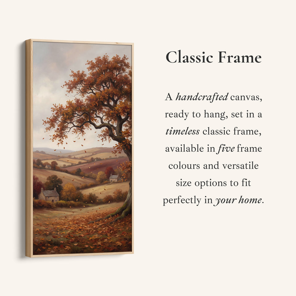 Autumn Tree Over Countryside Tall Framed Canvas Framed Canvas Print For Bedroom