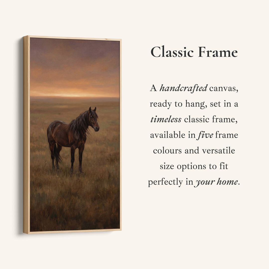 Vertical Wall Art For Bedroom Horse In Sunset Field Vertical Canvas