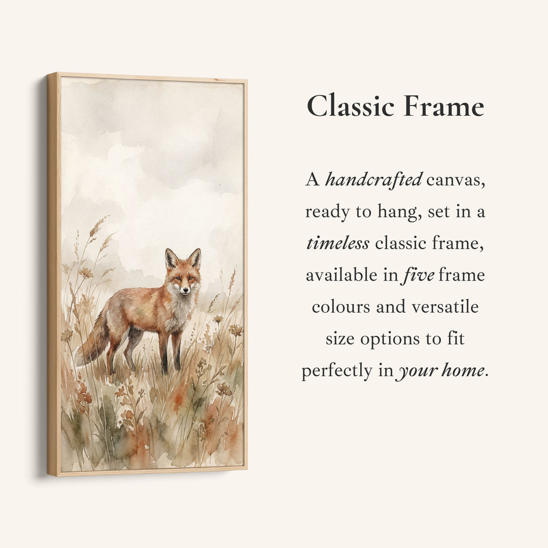 Portrait Wall Art For Bedroom Fox In Meadow Grass Vertical Canvas