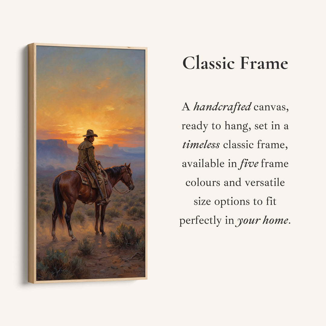 Tall Narrow Canvas Rider On Horse Desert Sunset Portrait Wall Art For Kitchen