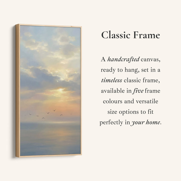 Vertical Wall Art Soft Sky Over Calm Sea Tall Canvas For Living Room
