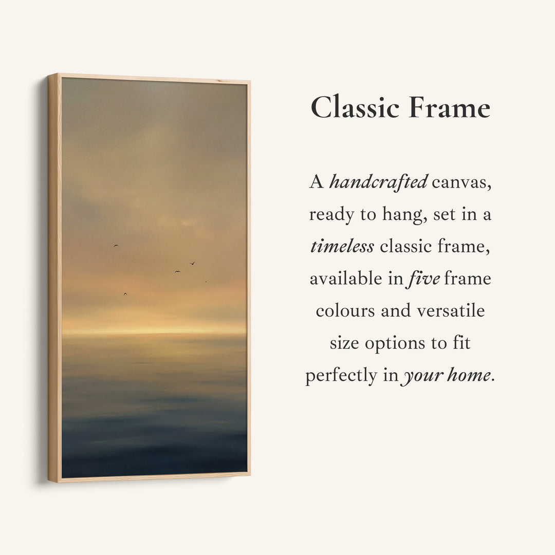 Large Vertical Wall Art Golden Hazy Seascape Birds Portrait Wall Art For Kitchen