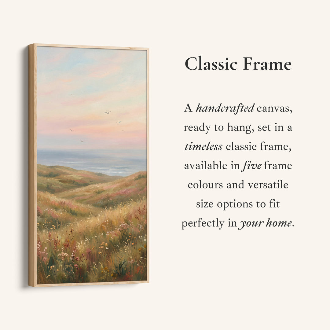 Portrait Wall Art Coastal Dunes Wildflowers Tall Canvas For Living Room