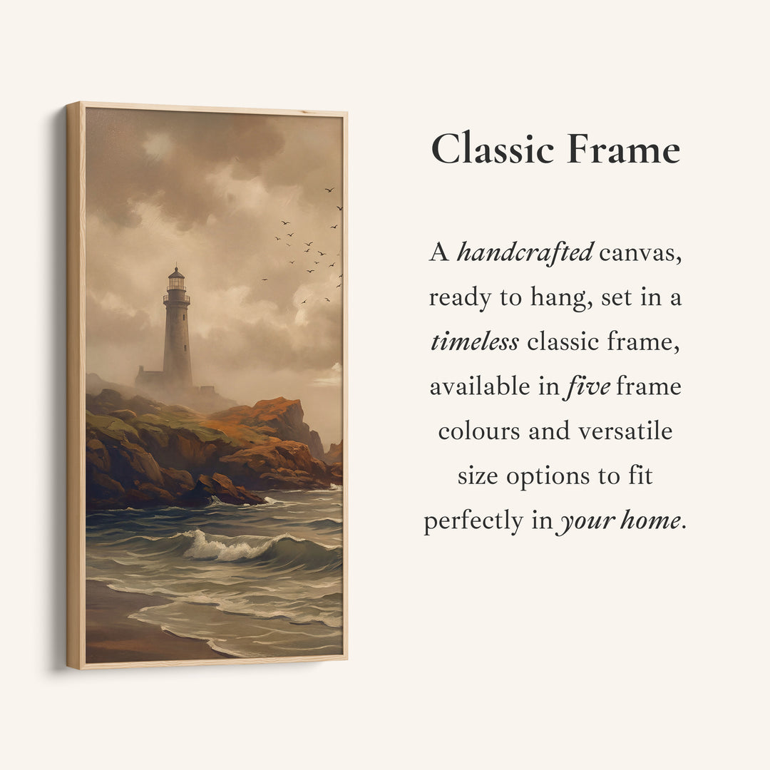 Lighthouse Rocky Coast Tall Framed Canvas Framed Canvas Print For Bedroom