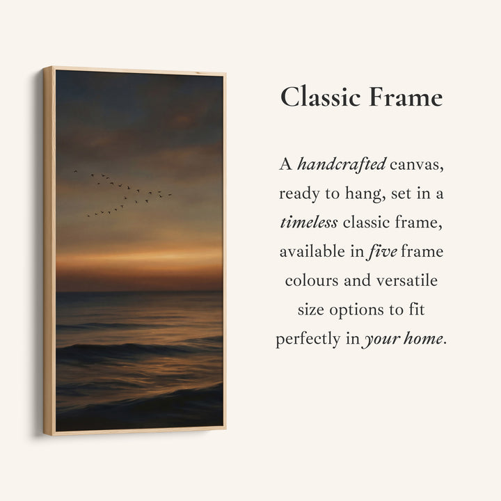 Tall Wall Art Dark Sunset Over Ocean Tall Canvas For Living Room