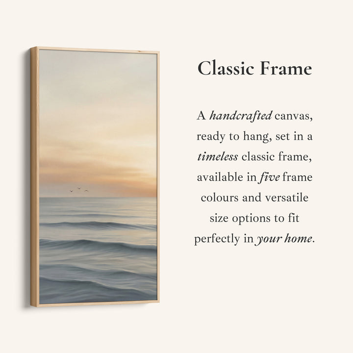 Tall Canvas Large Vertical Wall Art Calm Waves At Sunrise For Hallway