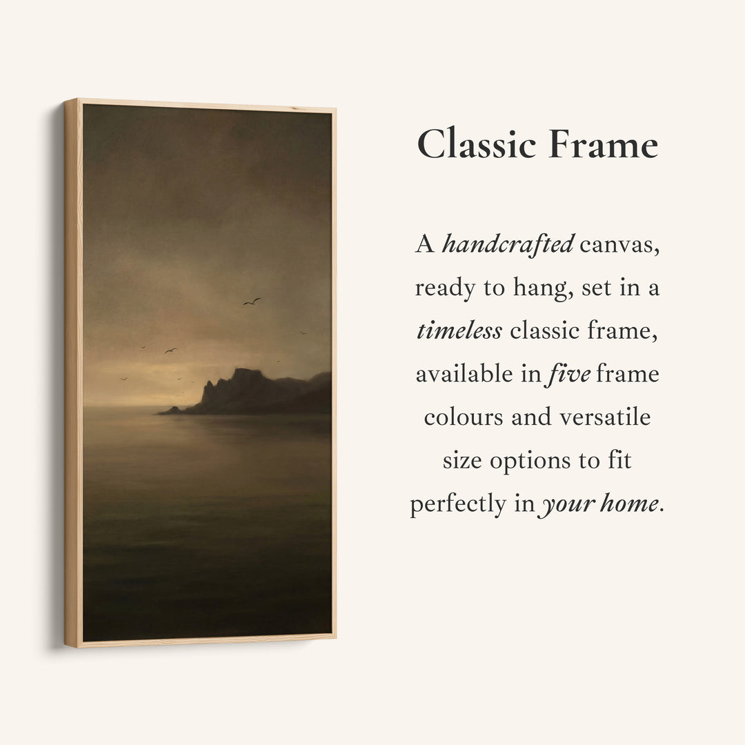Portrait Wall Art For Office Foggy Sea With Rocky Island Vertical Canvas