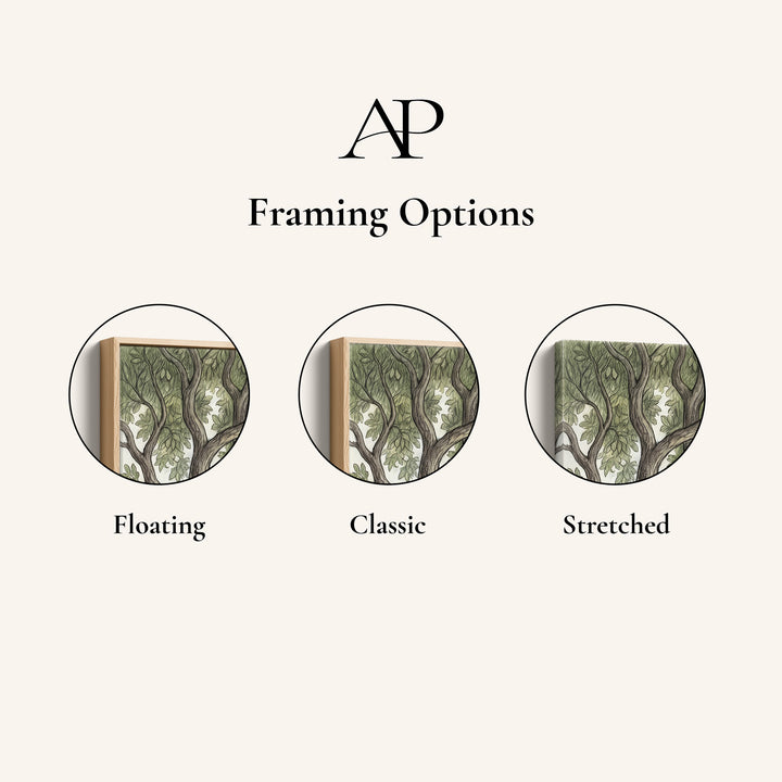 Vertical Diptych Wall Art Woodland Canopy Drawing for Bedroom Green Trees