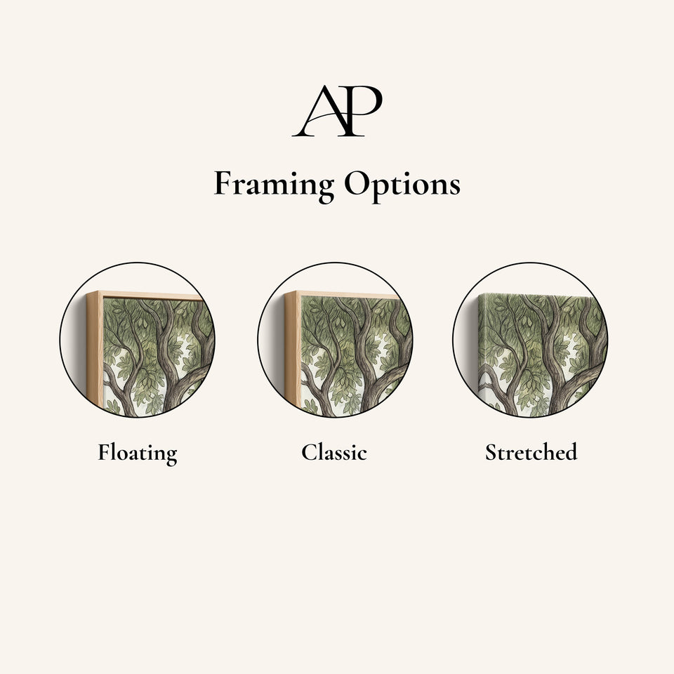 Vertical Diptych Wall Art Woodland Canopy Drawing for Bedroom Green Trees