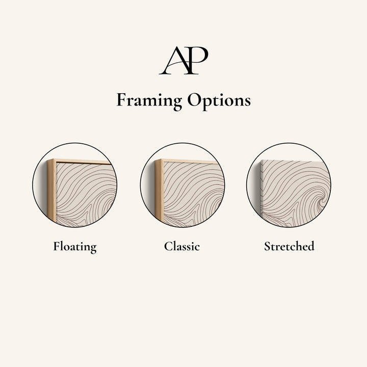 Swirling Contour Oversized Triptych Wall Art For Living Room