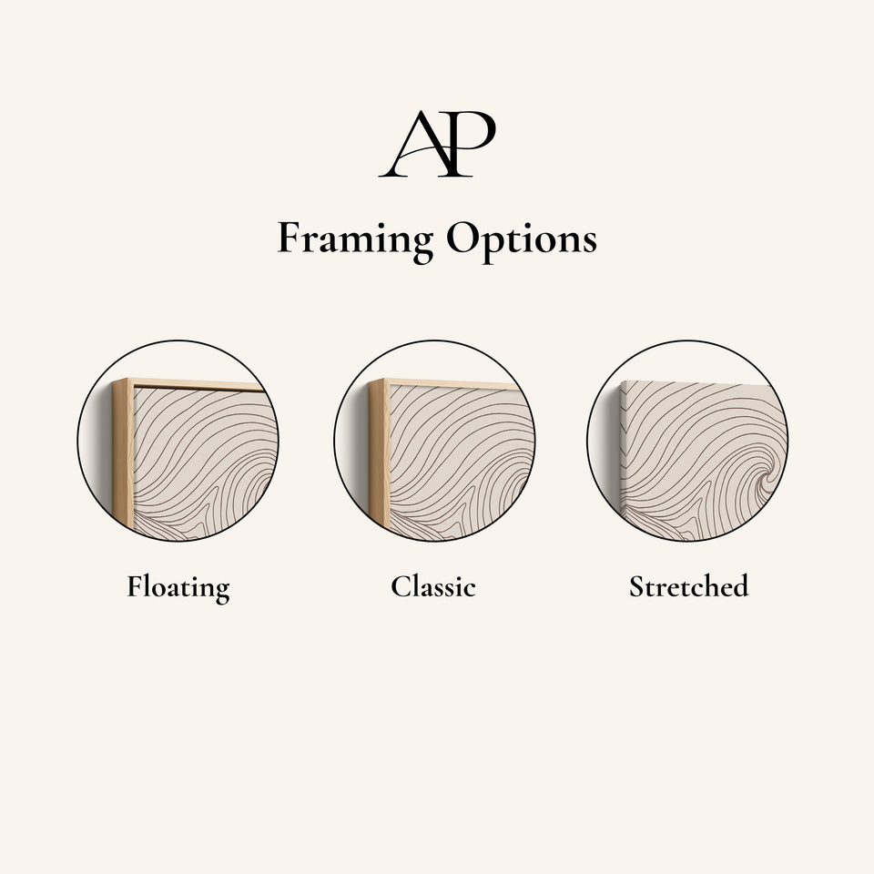 Swirling Contour Oversized Triptych Wall Art For Living Room