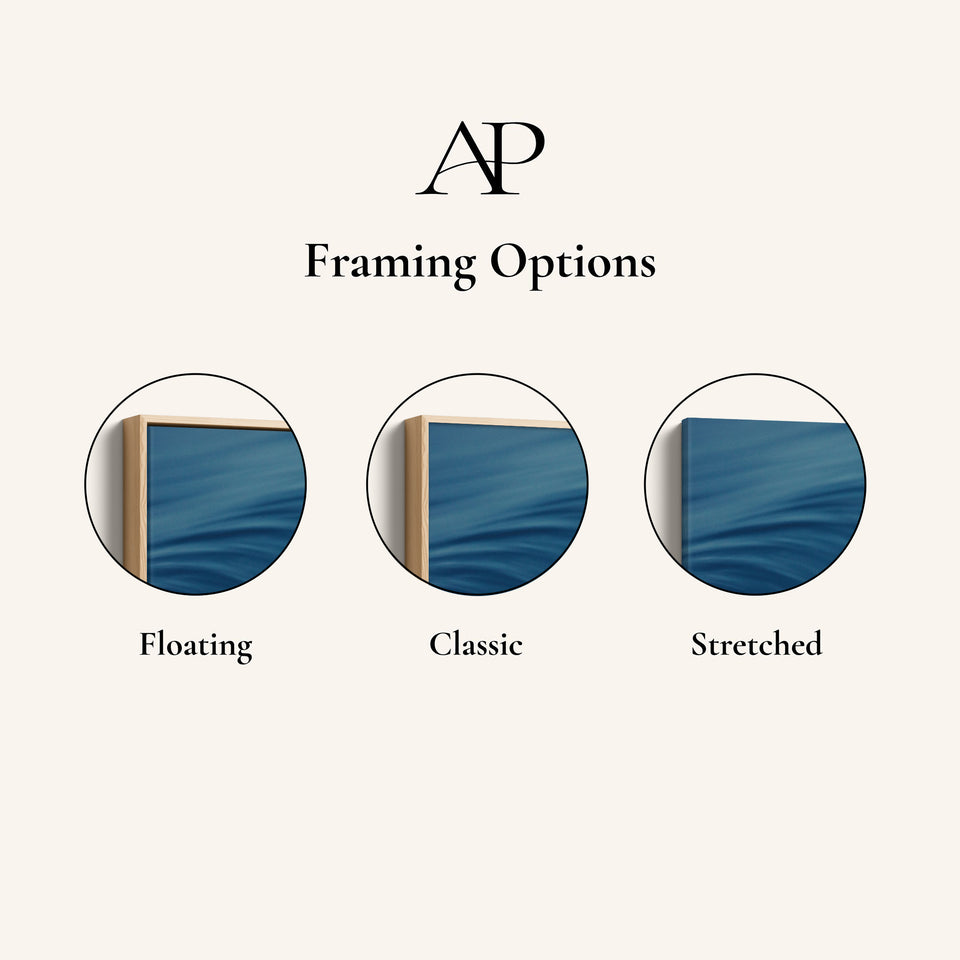 Flowing Blue Abstract Wave Oversized Triptych Wall Art For Hallway