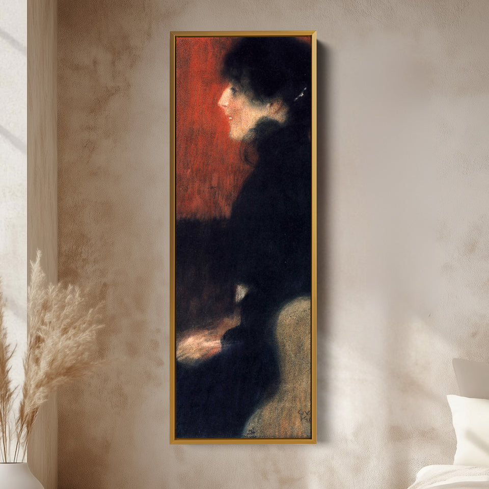 Gustav Klimt Tall Framed Canvas Profile Portrait Study For Office