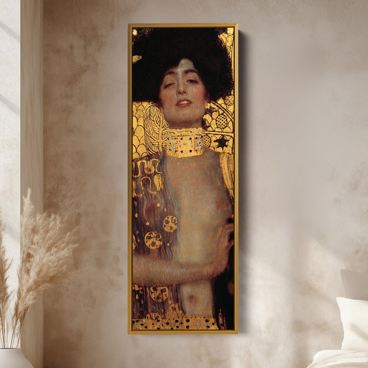Gustav Klimt Tall Wall Art Judith Portrait With Gold Background For Office