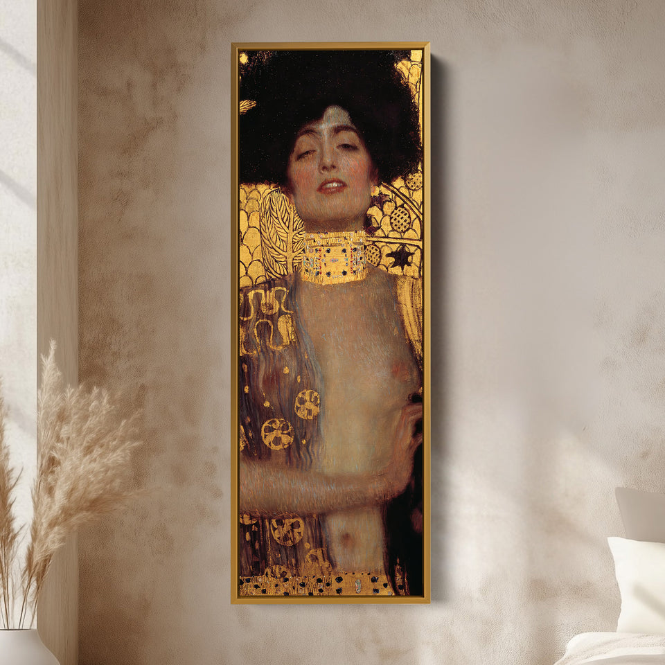 Gustav Klimt Tall Wall Art Judith Portrait With Gold Background For Office