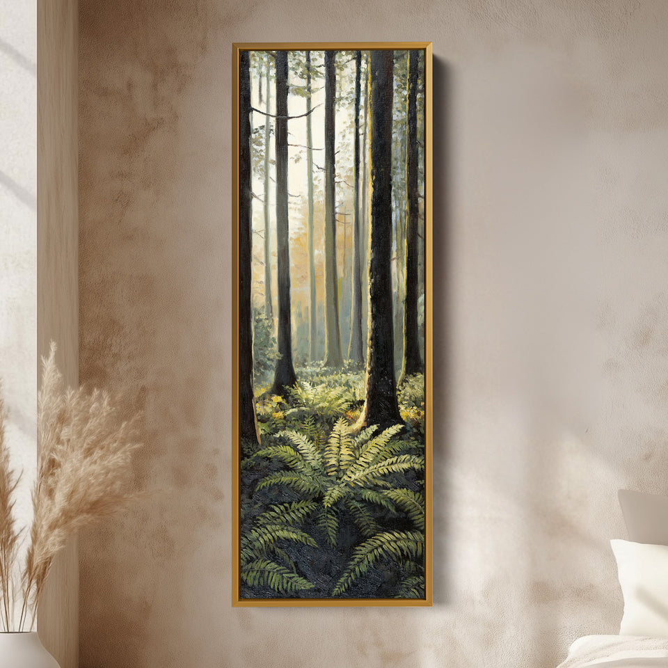 Vertical Wall Art Misty Forest Trees For Hallway Nature Decor