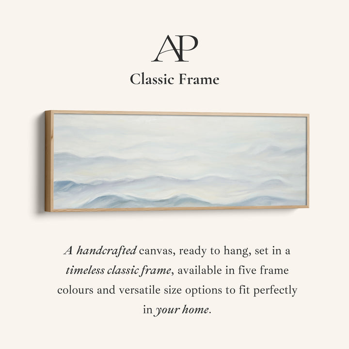 Wide Framed Canvas Minimalist Abstract Waves For Bedroom Calm Coastal Decor