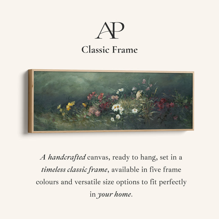 Wide Wall Art Moody Floral Garden For Living Room Dark Botanical Scene