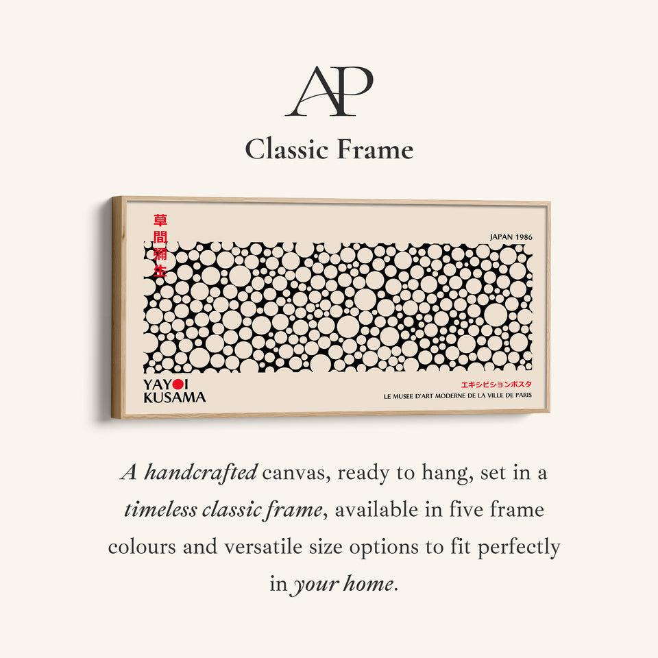 Yayoi Kusama Horizontal Wall Art Black And White Dot Pattern Framed Canvas Print For Living Room