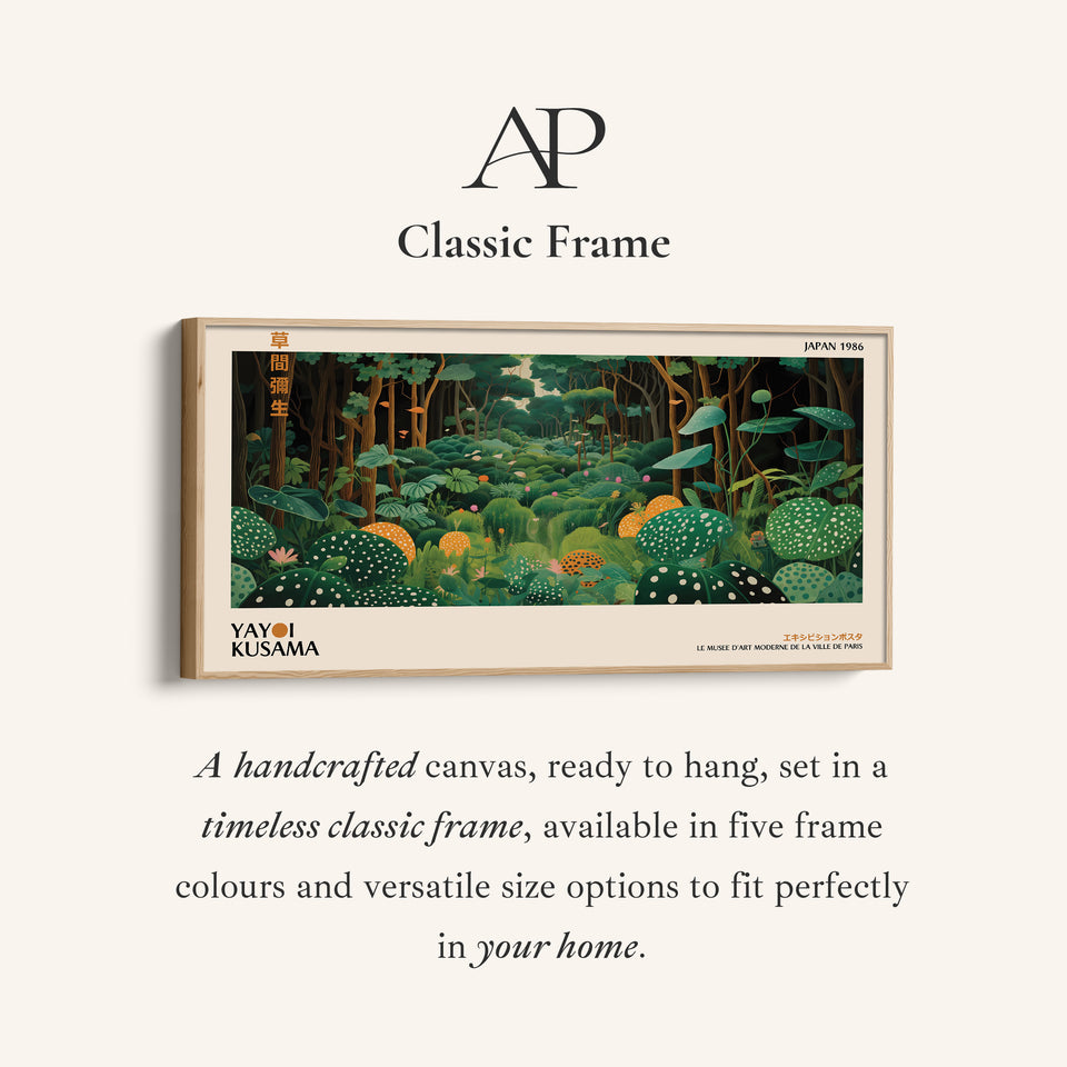 Yayoi Kusama Wide Wall Art Forest Scene With Mushrooms Horizontal Canvas Print For Bedroom