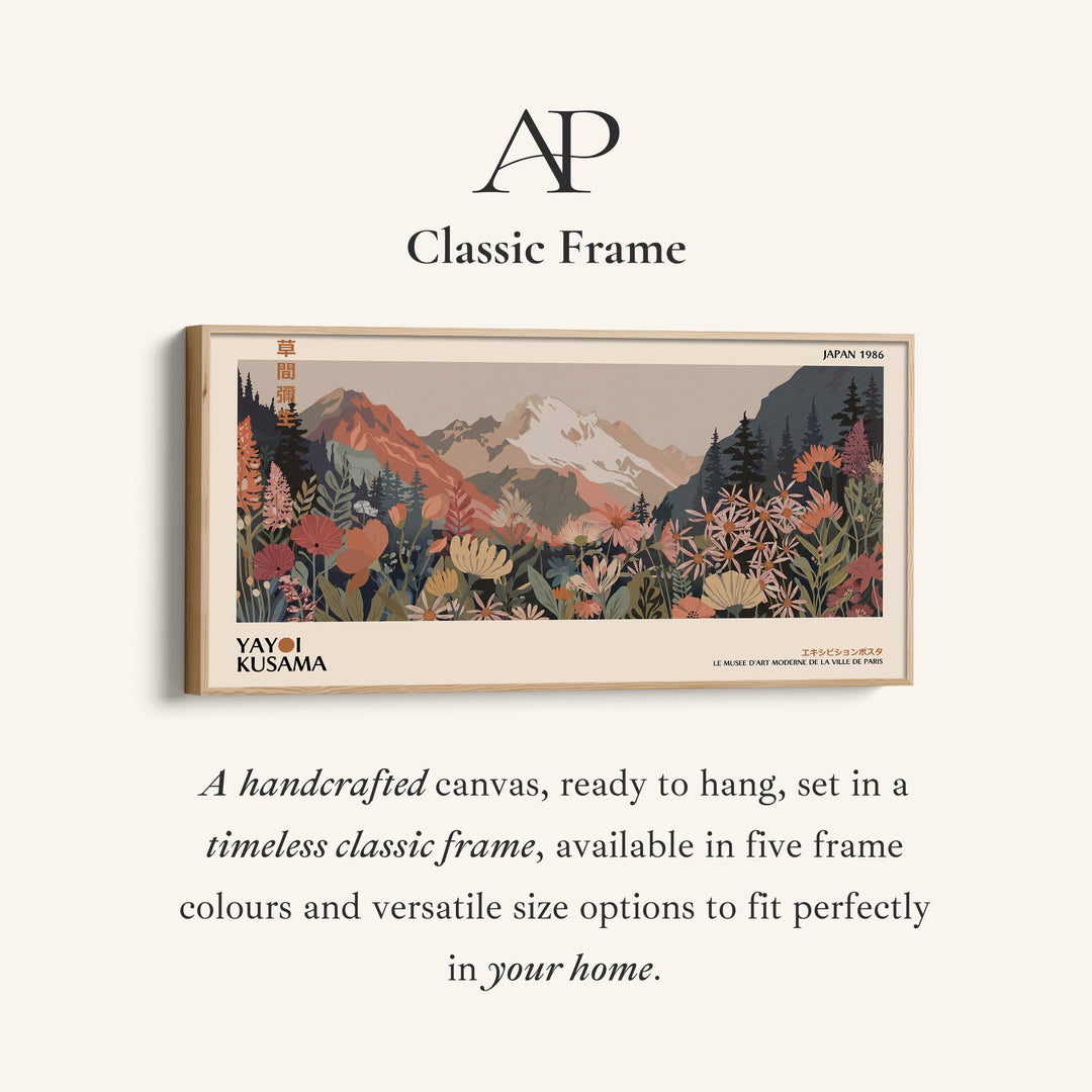 Yayoi Kusama Wide Canvas Mountain Meadow With Flowers Panoramic Canvas Print For Office