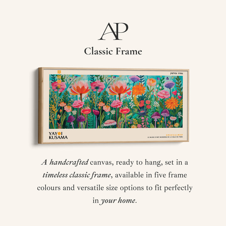 Yayoi Kusama Panoramic Wall Art Floral Garden With Mushrooms Statement Wall Decor For Kitchen