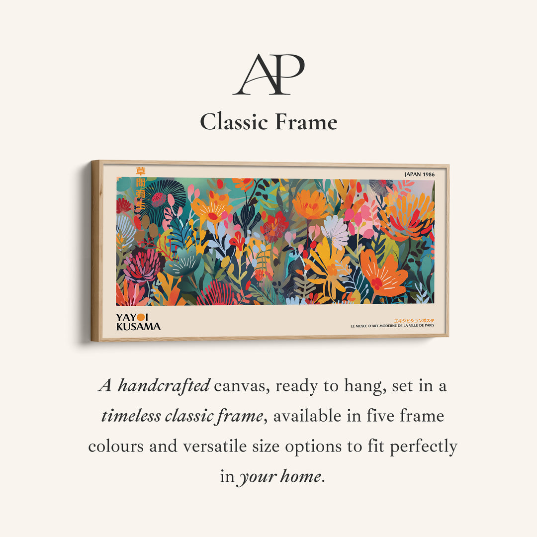 Yayoi Kusama Long Wall Art Bold Botanical Floral Composition Horizontal Canvas Print For Office