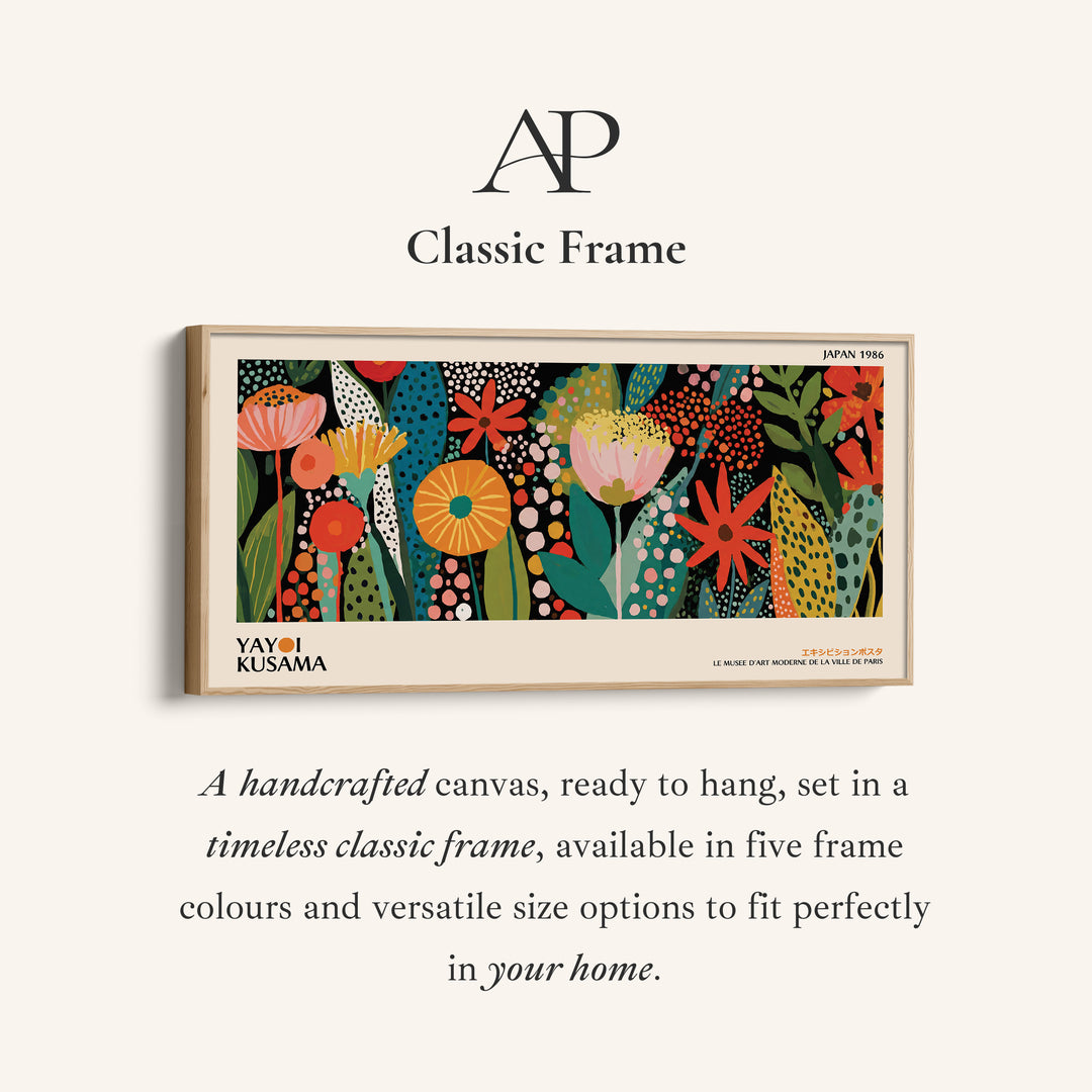 Yayoi Kusama Wide Wall Art Botanical Pattern With Dots Extra Wide Canvas For Hallway