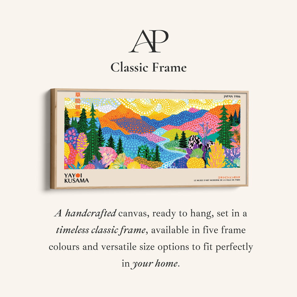 Yayoi Kusama Horizontal Wall Art Colourful Dotted Mountain Landscape Panoramic Canvas Print For Living Room