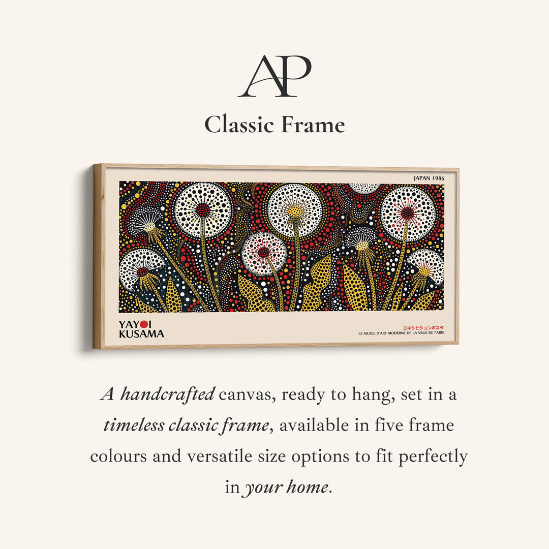 Yayoi Kusama Wide Wall Art Dotted Dandelion Flowers Statement Wall Decor For Bedroom