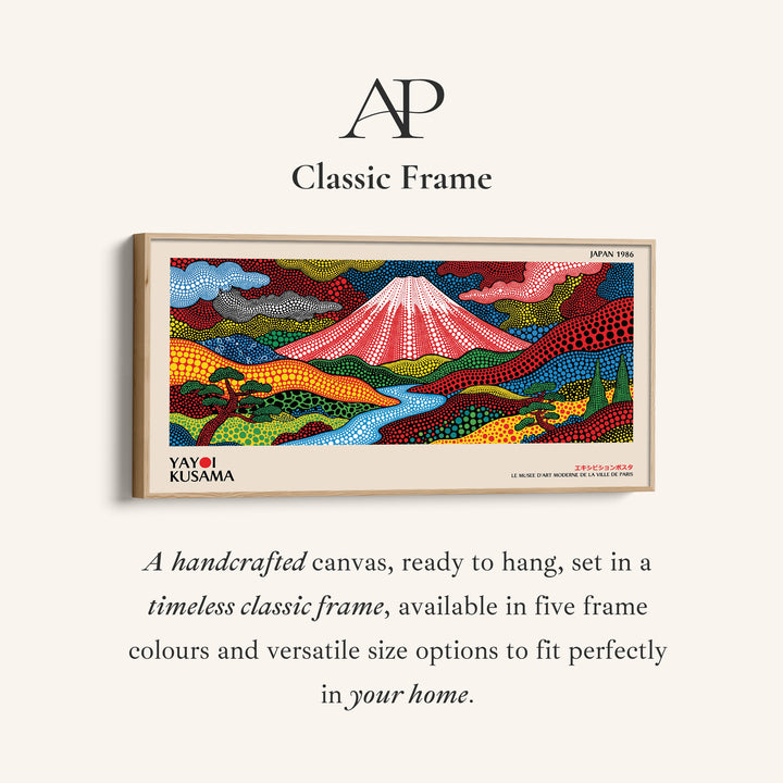 Yayoi Kusama Wide Canvas Mount Fuji Dotted Landscape Horizontal Canvas Print For Office