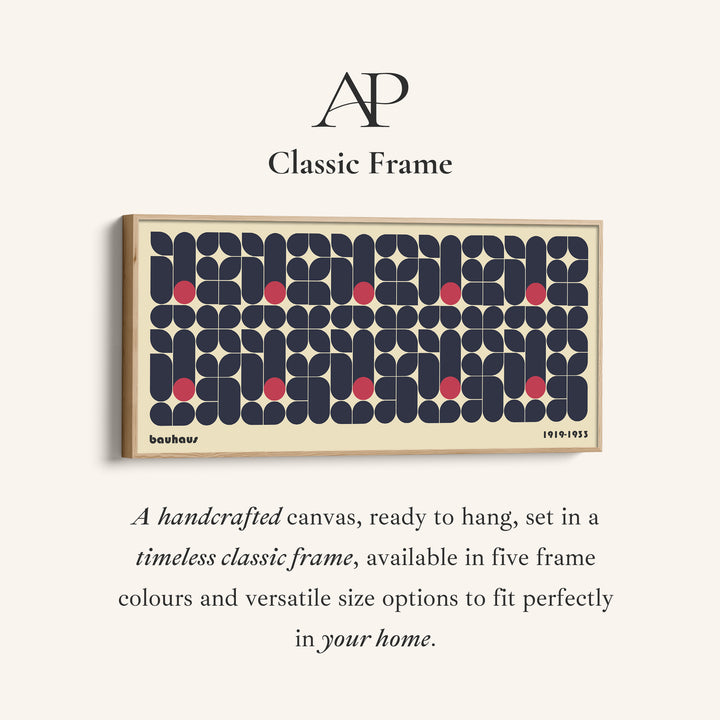 Bauhaus Wide Wall Art Rounded Block Pattern Horizontal Canvas Print For Office