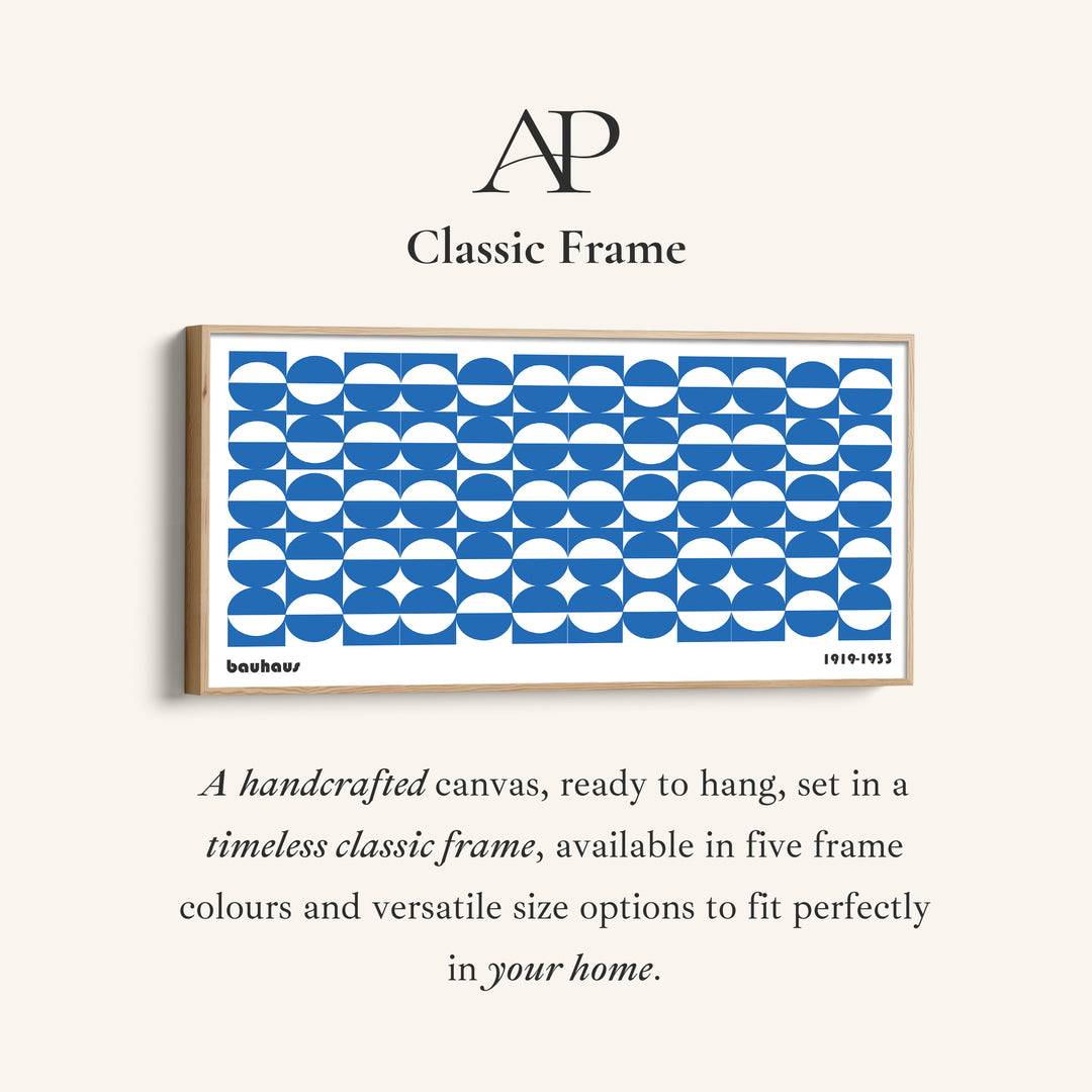 Large Bauhaus Wall Art Blue Circular Grid Pattern Oversized Wall Decor For Living Room