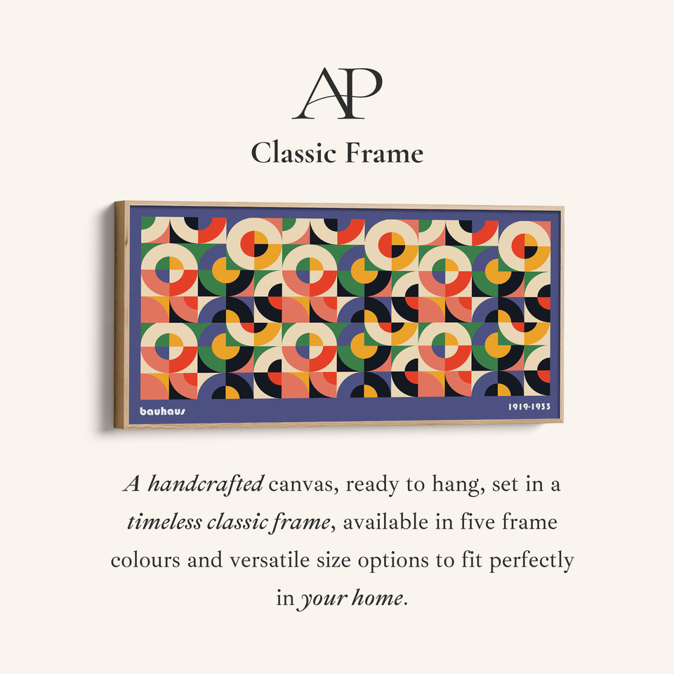 Bauhaus Panoramic Wall Art Circular Segment Pattern Extra Wide Canvas For Office