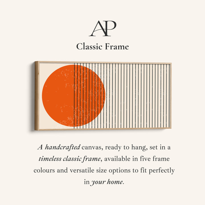 Horizontal Wall Art Orange Circle Lines Framed Canvas Print For Living Room