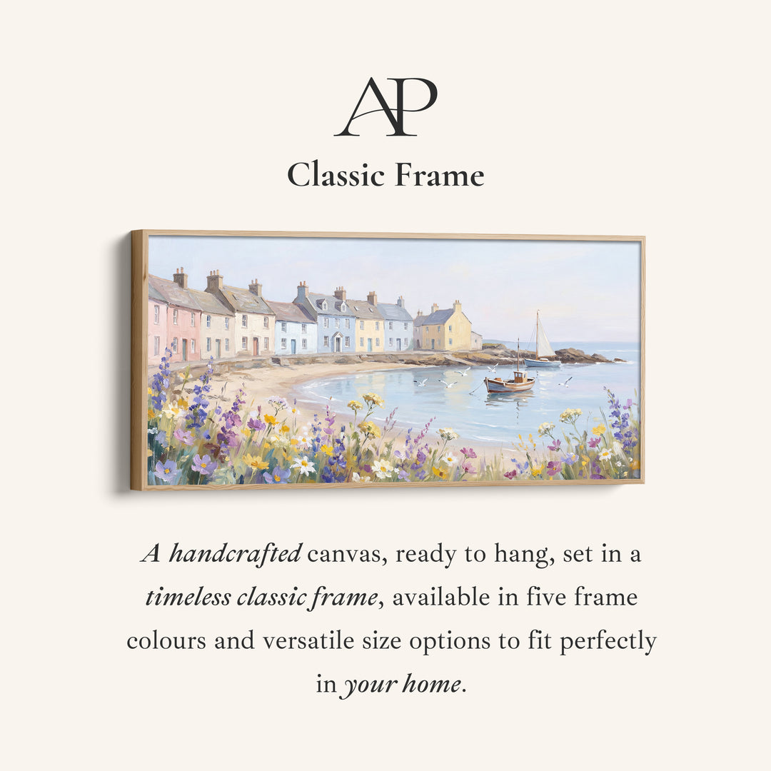 Large Wall Art Coastal Village Scene Statement Wall Decor For Living Room