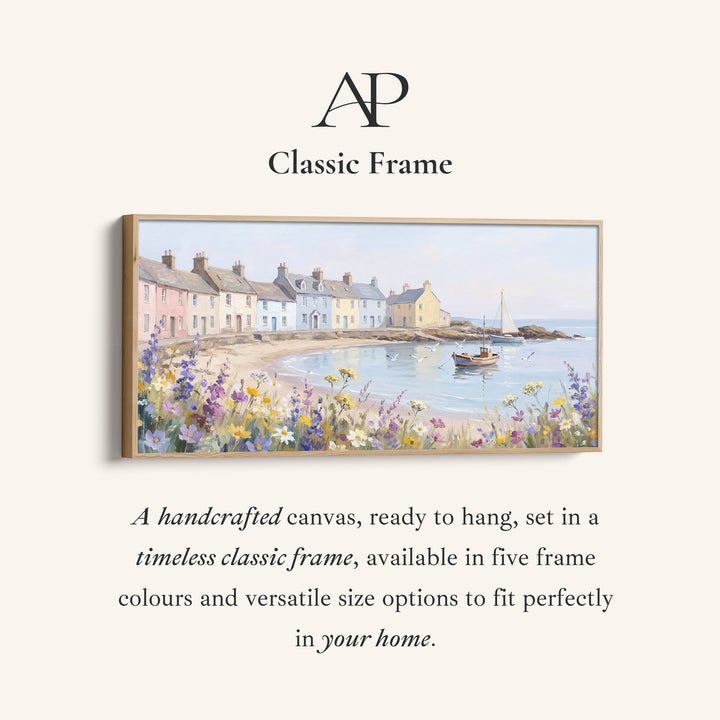 Large Wall Art Coastal Village Scene Statement Wall Decor For Living Room