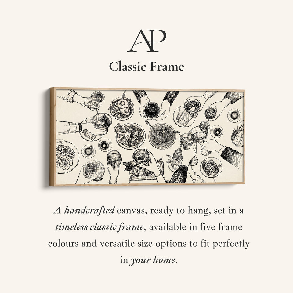 Wide Wall Art Overhead Dinner Table Scene Statement Wall Decor For Dining Room