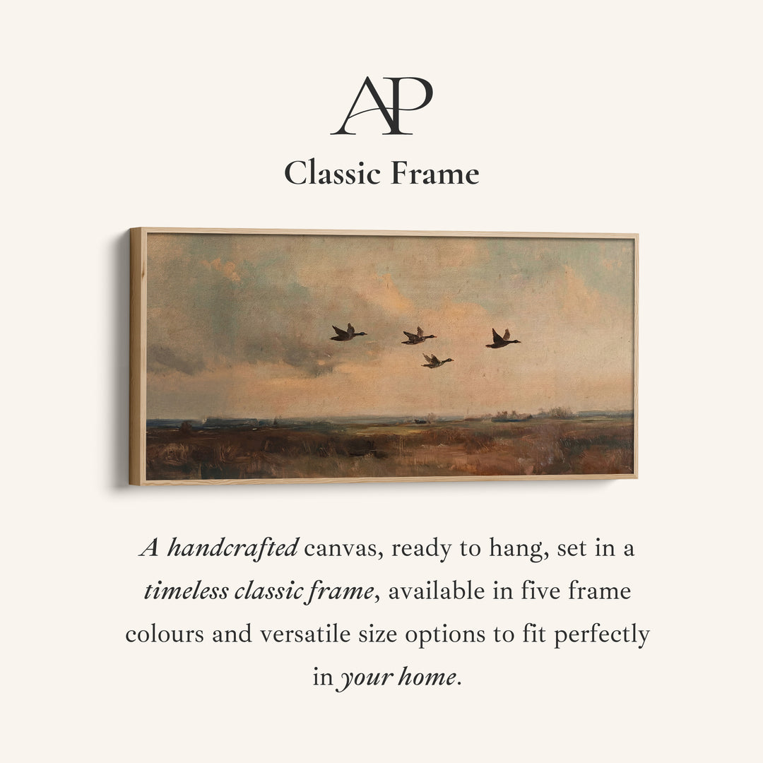 Wide Canvas Flying Ducks Landscape Panoramic Canvas Print For Hallway