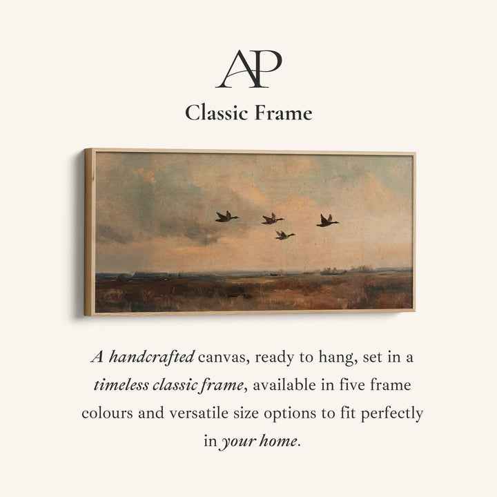 Wide Canvas Flying Ducks Landscape Panoramic Canvas Print For Hallway