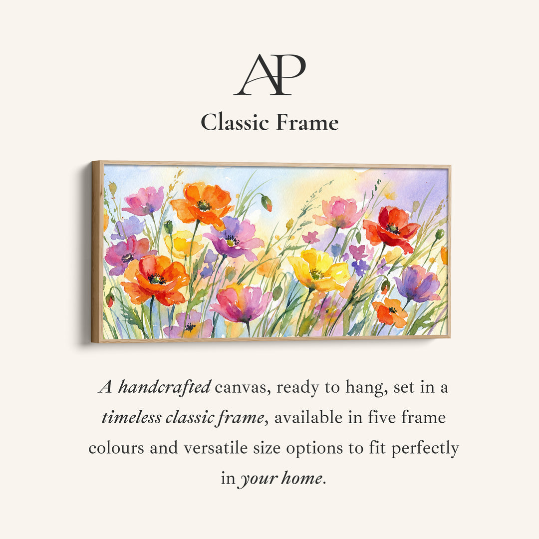 Wide Wall Art Wildflower Meadow Horizontal Canvas Print For Bedroom