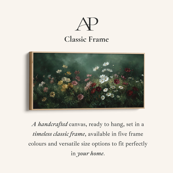 Panoramic Wall Art Mixed Garden Flowers Framed Canvas Print For Kitchen